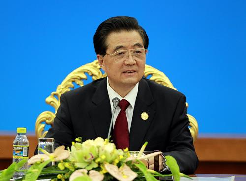 4月14日,金砖国家领导人第三次会晤在海南省三亚市举行。这是中国国家主席胡锦涛主持会晤。新华社记者 鞠鹏摄